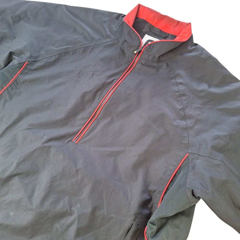 FootJoy DryJoys Jacket Mens Large Black Short Sleeve 1/2 Zip Golf Windbreaker
